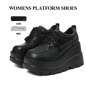 CYNLLIO Womens Sneakers Round Toe Platform Wedges High Heels Lace Up Comfy Slip On Walking Casual Workout Running Sports Outdoor Breathable Hollow Spring Summer Fashion Shoes