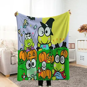 Keroppi Cartoon Pattern Blanket, Thick Fleece Blanket, Warm Blanket for Bedroom, Couple-Exclusive Blanket, Oversized Sofa Blanket, Throw Blanket for Living Room