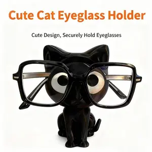 Cute Cat Sunglasses Holder, Eye Glasses Holders, Resin Cartoon Cat Sun Glasses Stand, Creative Desk Organizer, Home Office Bedroom Decor, Gift for Cat Lovers