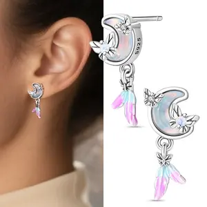 925 Sterling Silver Dainty Moon Stud Earrings For Women Jewelry Gifts USA