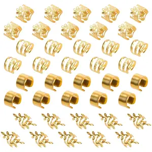 Gold Hair Braids Dreadlock Non-Piercing Ear Clip Beard Cuffs Clip Hair Accessories Styling Fashion Jewelry Gift Toos for Women Men Passion Twist Goddess Locs Crochet Hair Rings (40Pcs, Gold)