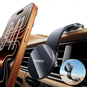 ANDERY Car Phone Mount for Magsafe, Strong Magnetic Phone Holder for Car, 360° Adjustable Memory Alloy Arm Dashboard Mount for iPhone 12-17 Series