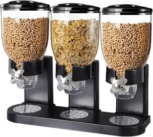 Generic Triple Food Dispenser Cereal Containers Storage Container Dispenser Countertop for Candy Nut Grain Granola Snack ELD