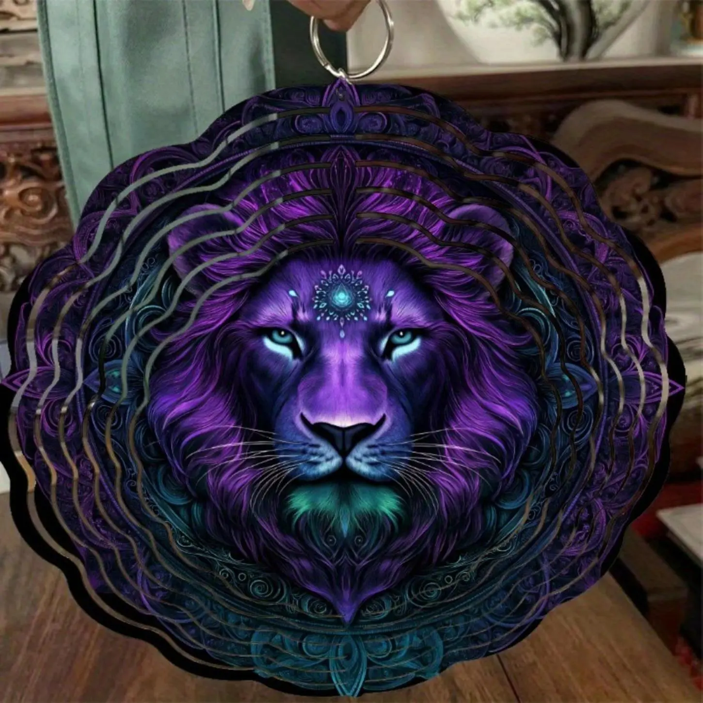 10 Inch 3D Mandala Lion Pattern Hanging Decor, Battery Free Outdoor Decor, Home Decor, Room Decor, Gift for Friend & Family, Hangable