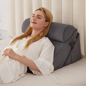 3PCS Wedge Pillow for Acid Reflux Relief, Wedge Pillow Headboard, Bed Wedges Pillow for Back Pain Relief, Sleeping, Post Surgery, Back Pillows for Sitting Up, Snoring, Plush Grey