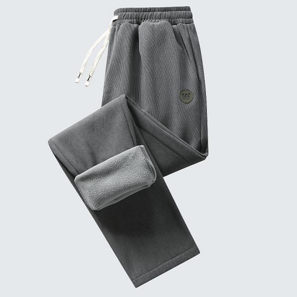 Men's Black Corduroy Sweatpants - Fleece Lined, Signature Details, Perfect for Cold Weather & Everyday Wear