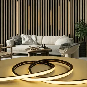 6 Pack LED Wood Slat Wall Panel Lights, Recessed Black Silicone Ambient Light Kit, 3000K Warm White, 24V Dimmable Touch Sensor Lighting
