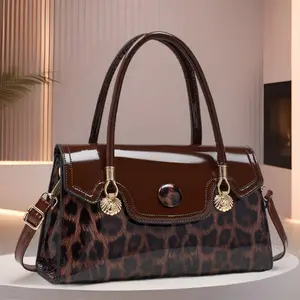 New Arrival Glossy Leopard Print Ladies Shoulder Bag, Versatile Tote Purse, Dual Carry Design