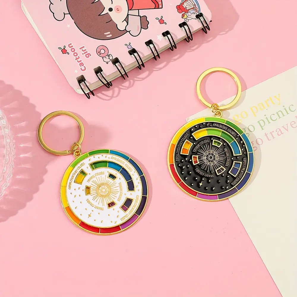 1pcs, the colorful outer ring is like a mysterious star track, which adds unique charm to the key and can also be used as a personalized fashion accessory, Cute Charms Keychain