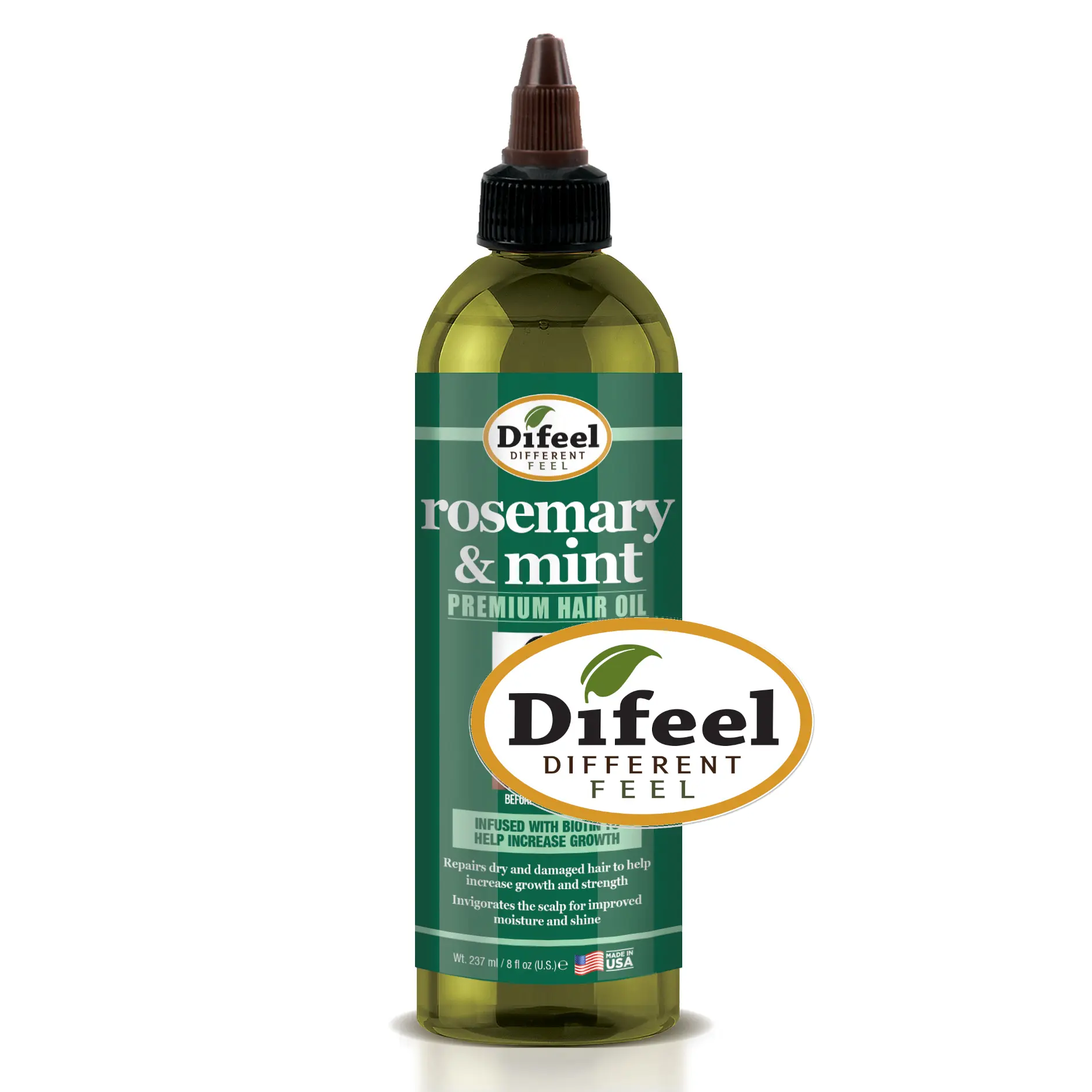 Difeel Rosemary & Mint Premium Hair Oil with Biotin 8 oz - Natural