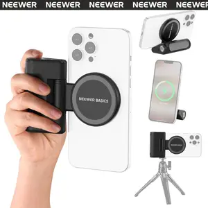 NEEWER WS-25001 Magnetic Phone Grip Handle with Shutter Remote Compatible with MagSafe iPhone ONLY, 18W Magnetic Charging, 5000mAh Rechargeable for Vlog Selfie Tripod Video Recording summervibes