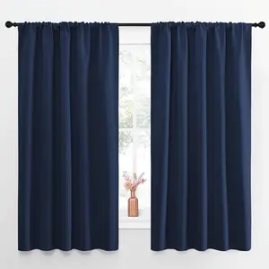 NICETOWN Navy Curtains Blackout Draperies - Modern Design Thermal Insulated Rod Pocket Blackout Drapes for Kid's Bedroom, Window Covering (1 Pair, 52 x 63 inches)