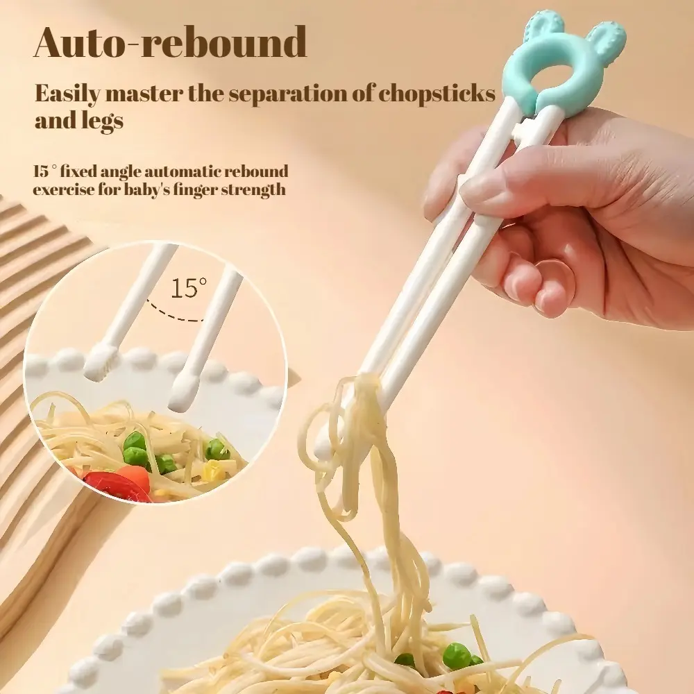 3 Pack Toddler Training Learning Chopsticks, Cute Rabbit Ear Design Kids Eating Chopsticks, Safe Odor‑Free Children Utensils for Beginner Self‑Feeding
