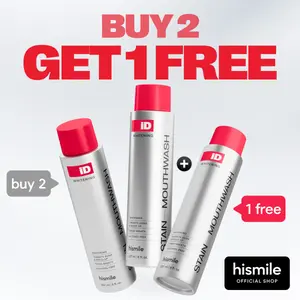 Hismile iD Stain Whitening Mouthwash for White Teeth, Freshens Breath with Essential Oils 3 x Pack