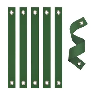 6pcs Heavy Duty Green Nylon Tree Fixing Belt, Eyelet Design Adjustable Sapling Support Strap, Outdoor Windproof Anti-Bending Tree Binding Strap