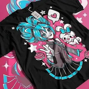 Hatsune Miku & Sanrio Cinnamoroll Anime Unisex Retro T-Shirt Collection