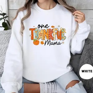 One Thankful Mama Sweatshirt/T-Shirt, Thanksgiving Mama Shirt, Retro Fall Thankful Mom Tee, Cozy Thanksgiving Outfit, Cute Turkey Day Gift Shirt