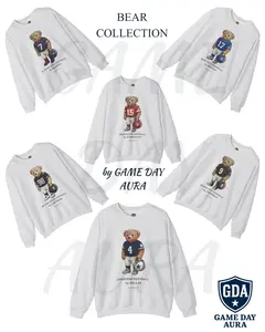 Game Day Football Bear Sweatshirt, Cozy Unisex Crewneck for Sport Lovers, Gift for Football Fans, Casual Wear, Game Day Apparel