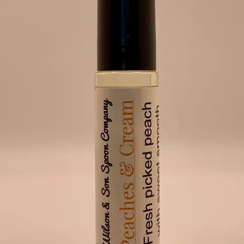 Peaches and Cream Scented Body Oil Roll-On - Compact 10 ml Vegan Travel Size Handmade Nontoxic Beauty Moisturizer, Hydrating, Nourishing, Subtle Aroma, Almond Oil-Infused, Alcohol Free, Single Item for Normal Skin from Kansas City Small Business
