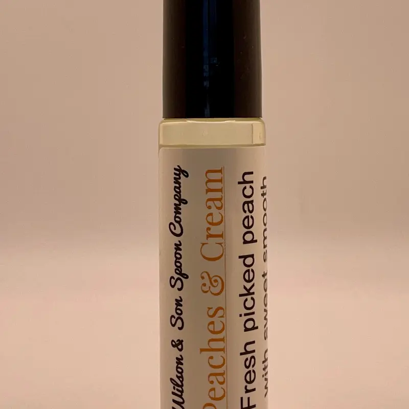 Peaches and Cream Scented Body Oil Roll-On - Compact 10 ml Vegan Travel Size Handmade Nontoxic Beauty Moisturizer, Hydrating, Nourishing, Subtle Aroma, Almond Oil-Infused, Alcohol Free, Single Item for Normal Skin from Kansas City Small Business