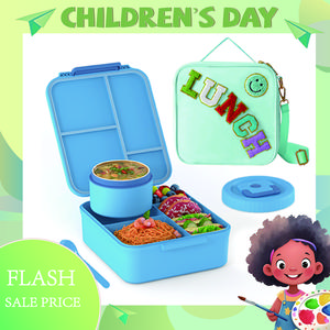 Bento Lunch Box with 8oz Soup Thermo, Lunch Food Containers with 4 Compartment, Insulated Hot Food Jar for School Travel,  Gift, Kitchen Accessories