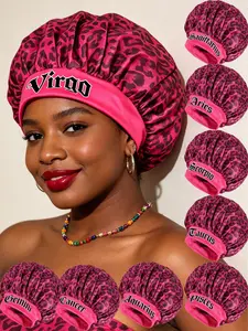 1Pc Rose Red  Zodiac Satin Hair Care Sleep Cap, Eye-Catching Stylish Care Cap, For Nighttime Hair Care/Home Leisure/Morning Styling/Short Trips/Zodiac-Themed Hair Care