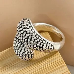 Sterling Silver 925 Big Twisted Ring Hollow Lightweight Electroformed