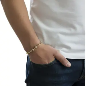 Gold-Tone Beaded Bracelet for Men - Stylish and Durable Accessory for Everyday Wear