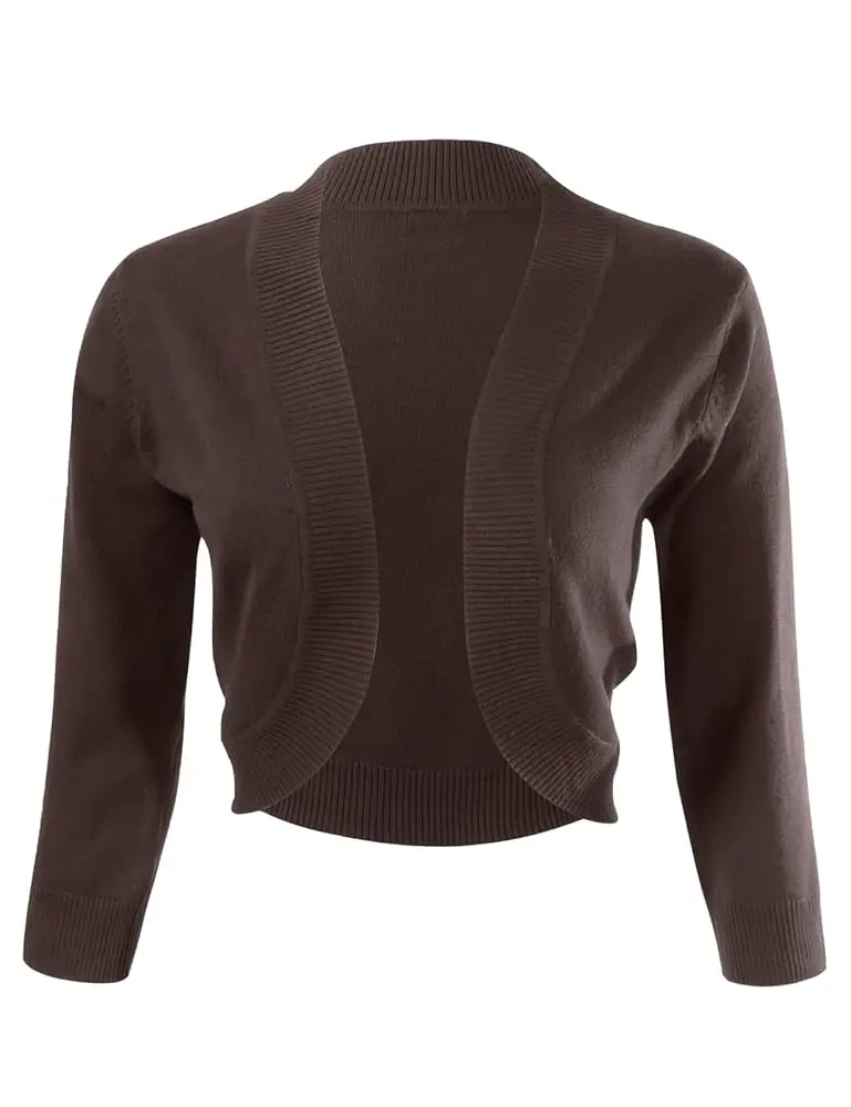 Allsense Women's Fitted Soft Cropped Bolero Shrug Cardigan - 3/4 Sleeve, V-Neck, Lightweight Breathable Knit Tops, Elegant Cardigan for Women for Spring & Summer Everyday Dressy Casual Wear