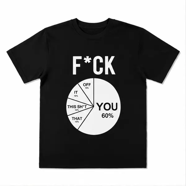 Unisex Funny Pie Chart Graphic T-Shirt, Sarcastic Humor Diagram Short Sleeve Tee, Casual 100% Cotton Oversized Top