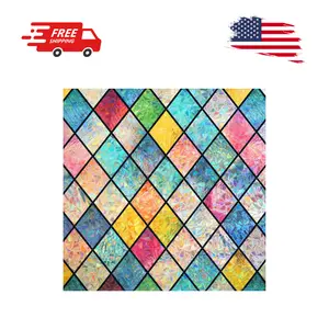 Stained Glass Window Film, Rainbow Window Privacy Film, 17.5" x 78.7"