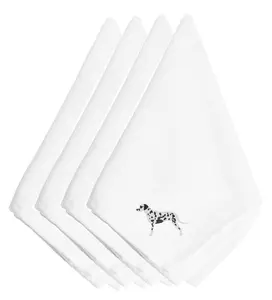 212 MAIN Dalmatian Embroidered Cloth Napkins - 4-Piece Set, Whimsical Home Decor Tableware with Embroidered Details for Household Use