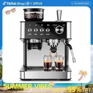Kismile Espresso Machines with Grinder,20 Bar Professional Espresso Maker with Removable Water Tank,Milk Frother Steam Wand for Latte&Cappuccino,Ideal for Home/Office Coffee Equipment