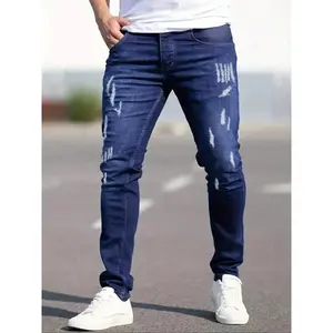 Men’s fleece-lined slim-fit jeans, casual and comfortable regular-fit jeans, suitable for all seasons