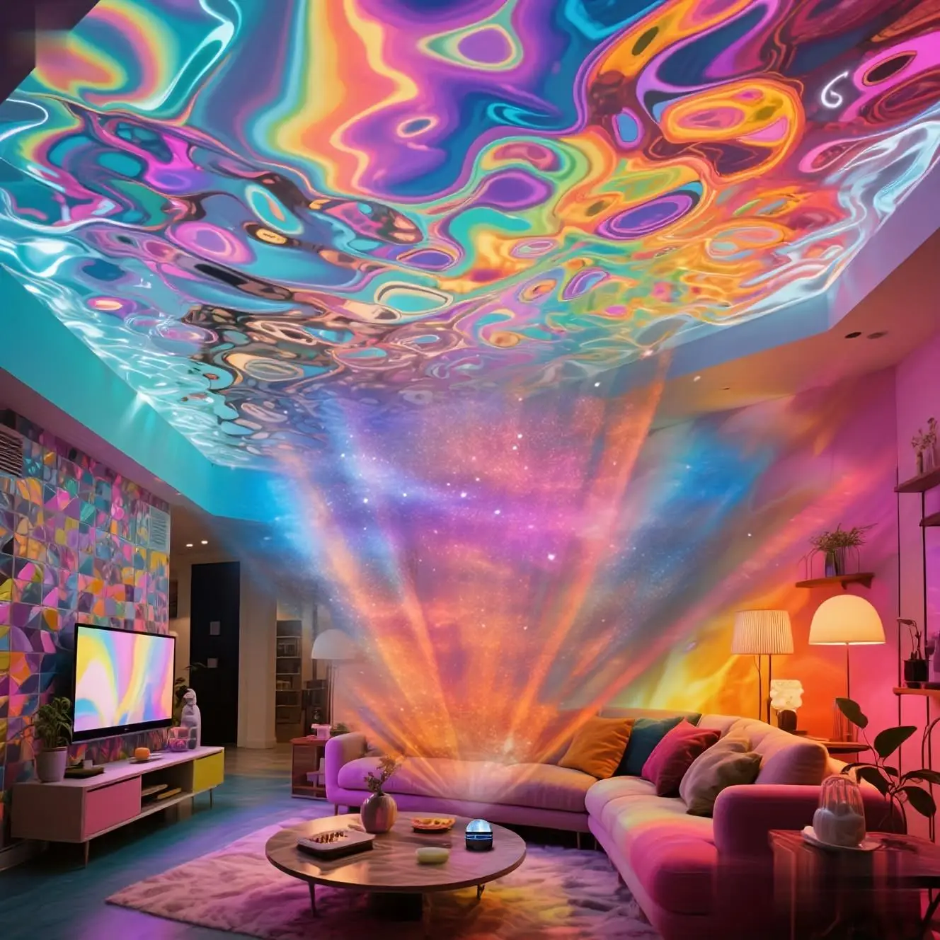 Aurora LED Desk Lamp with USB Power Supply, Remote Control Multi-Colored Adjustable Starry Sky Projector, Perfect for Bedroom Living Room Office Party