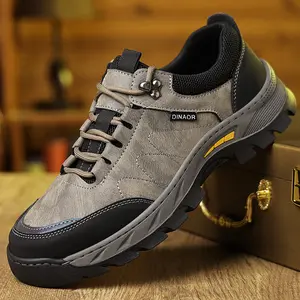 DINAOR Men's Outdoor Hiking Shoes Non-slip Lace-up Thick Sole Breathable Casual Sports Shoes