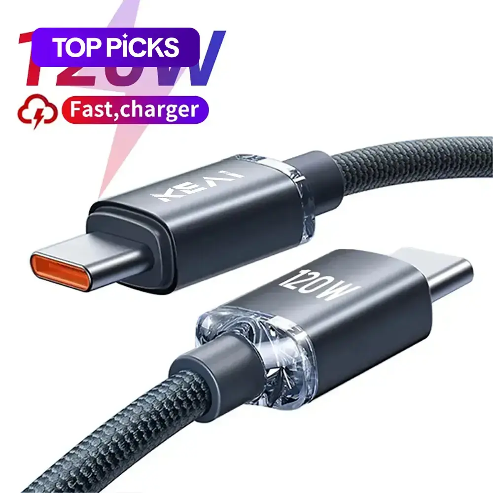 120W 6A Type-C to Type-C Fast Charging Data Cable, 1 Count Nylon Braided PD Cable, Typec Fast Charging Phone Data Cable Universal Compatible with Smartphones #GLOBAL PICKS