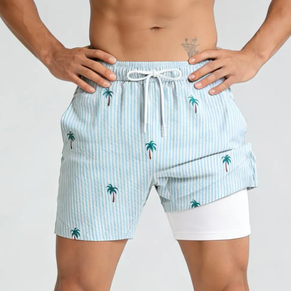 ABSECAI Men's 2-in-1 Swim Trunks with Compression Liner, 5.5" Quick Dry,  TikTok Trend Activewear, Outdoor Blue Swimming，Shorts for Summer ，Father's Day Gift Outfit Fathersdaygift