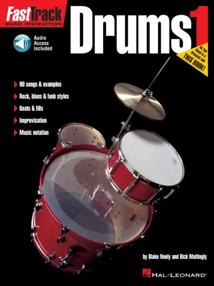 USED Book - Fasttrack Drums Method Book 1 Beginner Drum Lessons Songbook with Online Audio Hal Leonard Drum Sheet Music Book Learn to Play Drums with Play-Along T by Neely, Blake (Paperback) - english