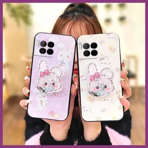 quicksand Skin feel silicone Phone Case For TCL T-Mobile Revvl7 Pro drift sand Kickstand Soft Case protective Rotatable stand Silicone TPU Cute Back Cover Anti-dust Waterproof