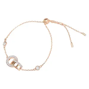 Pre-owned Swarovski Stainless Small Leather Goods Dextera Interlocking Loop Crystal Bracelet