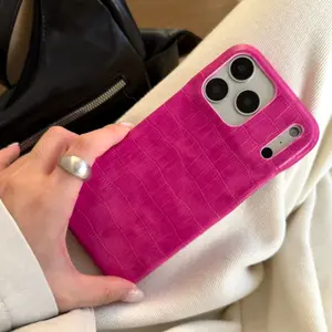 Luxury Crocodile Texture Case Cover | Minimalist Solid Color | Half-Wrapped Shockproof (5 Colors, Fits iPhone 17 16 15 14 Pro Max)