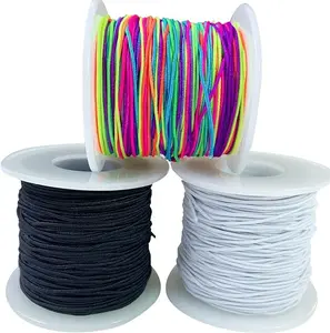 1.2mm Elastic Cord for Bracelets, Elastic Cord String for Jewelry Making,3-Color Beading Cord String for Bracelet Making, Elastic Black White Rainbow String
