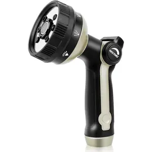 RESTMO Full Shower Hose Nozzle, Metal Spray Nozzle for Garden Hose, 8 Spray Patterns, Water Hose nozzle with Thumb Control, Ideal for Outdoor Lawn & Plant Watering, Car & Pet Washing, Bronze