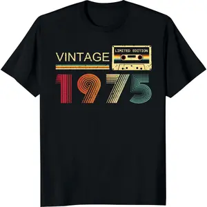 100% Cotton Men'S Vintage 1975 T Shirts For Men 50Th Birthday Gifts For Men Dad Fathers Day Birthday Gifts For Husband Friend 1975 Tshirt Golf Gift T-Shirt For Men And Women