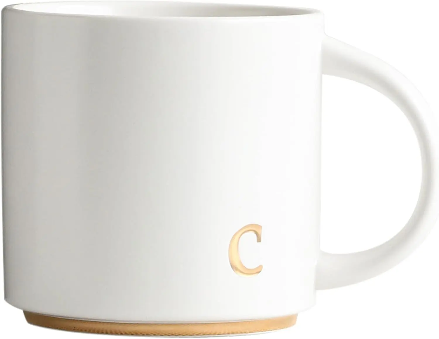 Stylish 15 oz Ceramic Coffee Mug, Monogram C Engraved Gold Letter Cup with Gift Box, Dishwasher Safe Personalized Housewarming Birthday Present