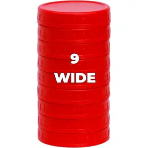 9 Pack Red Wide Mouth Mason Jar Lids with  Rings,9 Color to Choose, Plastic Mason Jar Lids,Plastic Canning Lids, Fit Ball,Kerr and More (Red)
