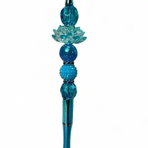 Ocean Blue Lotus Pen - Elegant Beaded Writing Pen with Stunning Blue Lotus Design and Beads