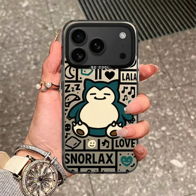 Grid Doodle Lazy Snorlax Color Silver Shockproof Phone Case  Protective Cover Compatible With iPhone 7 8 11 12 13 14 15 16 ProMax 17 Pro XS XR Samsung Galaxy S25 Ultra S24 S23 S22 Plus special christmas  unique gift option