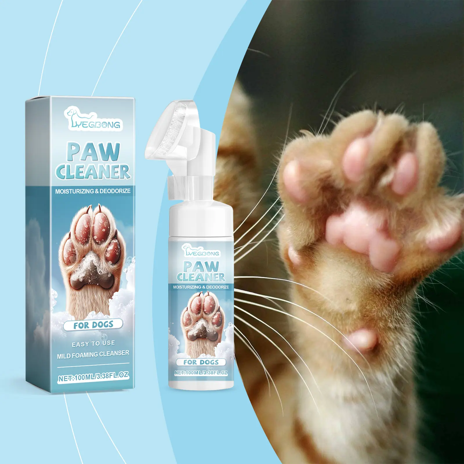 Cleaning Paws Dog Paw Cleaner & Puppy Paw Washer Silicone Bristle Brush  Shampoo for Cats Paw Pets Easy to Use Foam Dispensing Gentle Plant-Based Formula 100ml